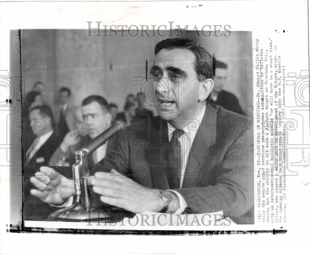 1957 Press Photo Edward Teller missile senate inquiry - Historic Images