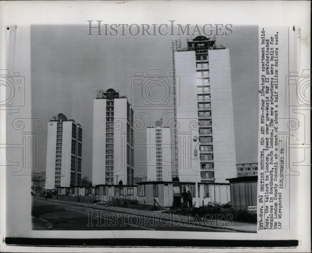 1959 Press Photo London Housing Southwark - Historic Images