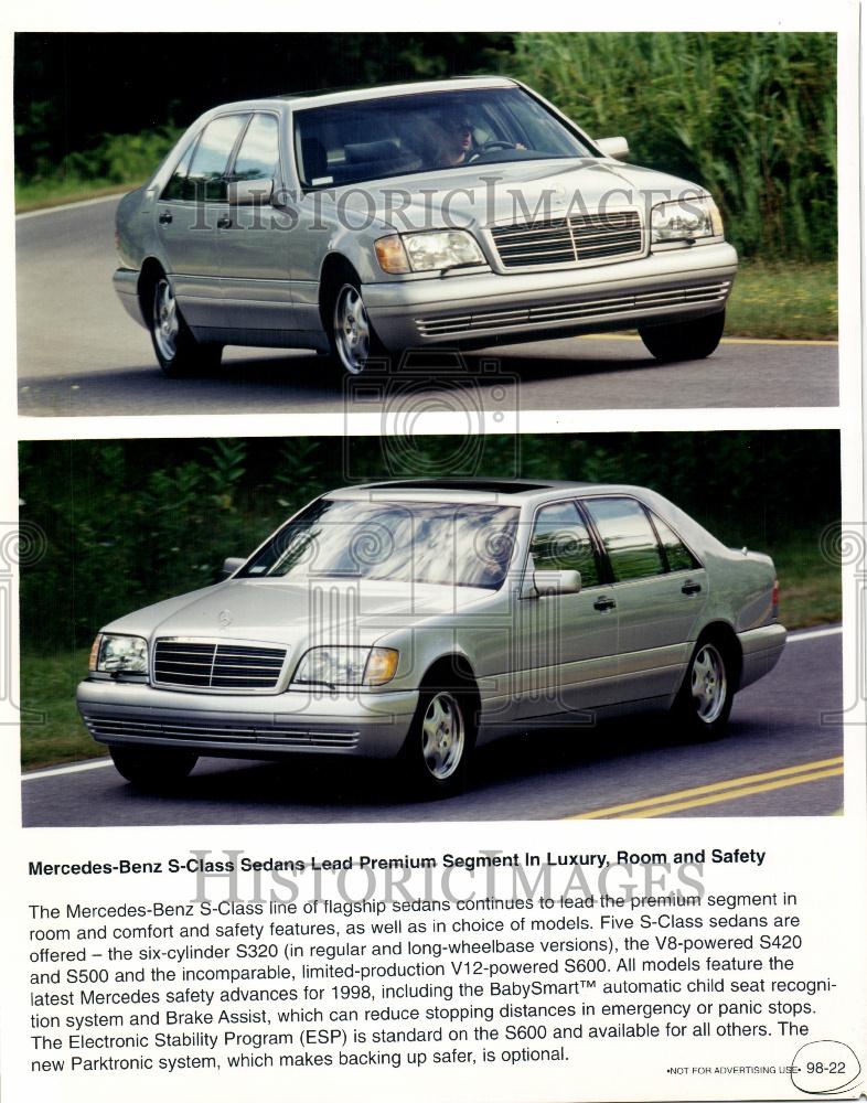 1998 Press Photo Mercedes-Benz S-Class Sedans - Historic Images