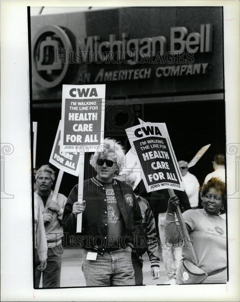 1990 Press Photo Michigan Bell Telephone Strike - Historic Images