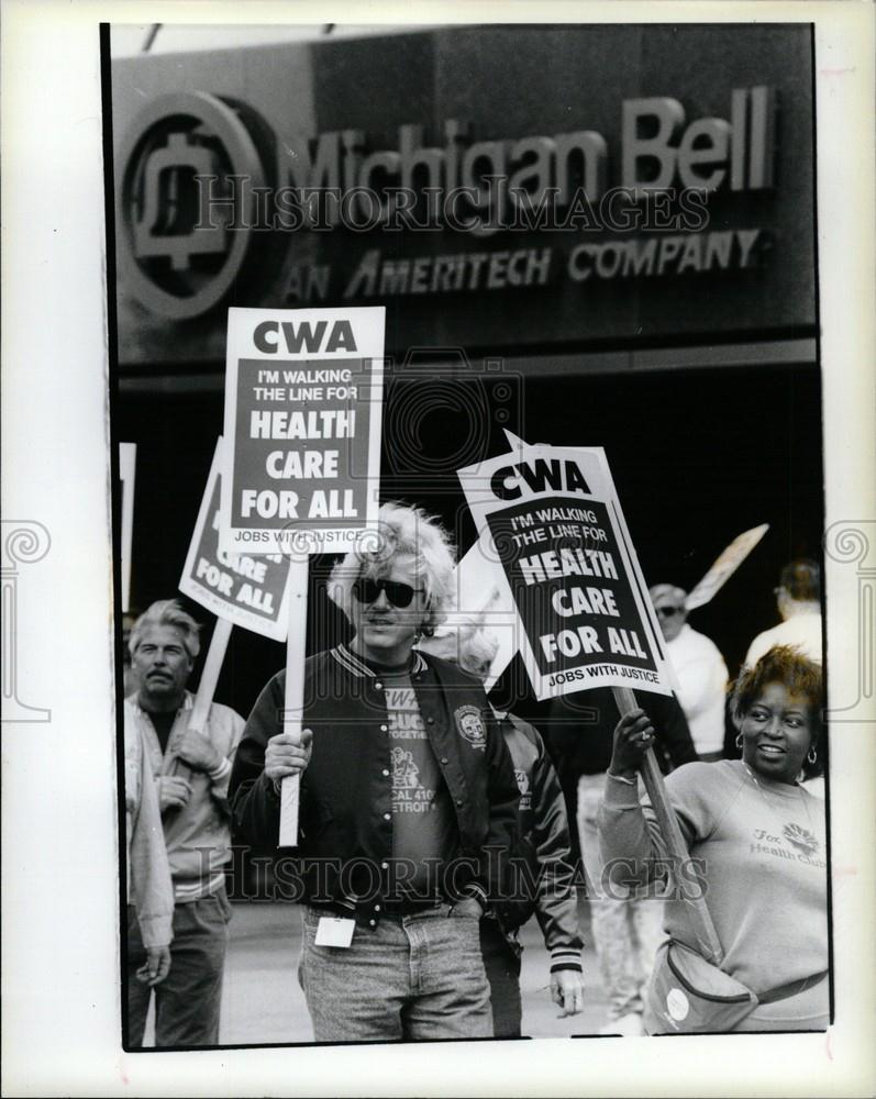 1990 Press Photo Michigan Bell Telephone Strike - Historic Images