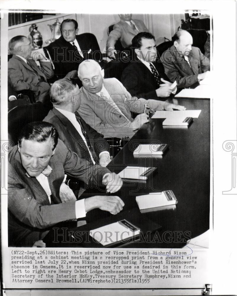 1955 Press Photo Vice President Richard Nixon cabinet - Historic Images