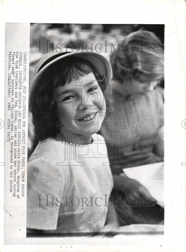 1960 Press Photo Mrs. Nixon Julie Nixon Grand Lady - Historic Images