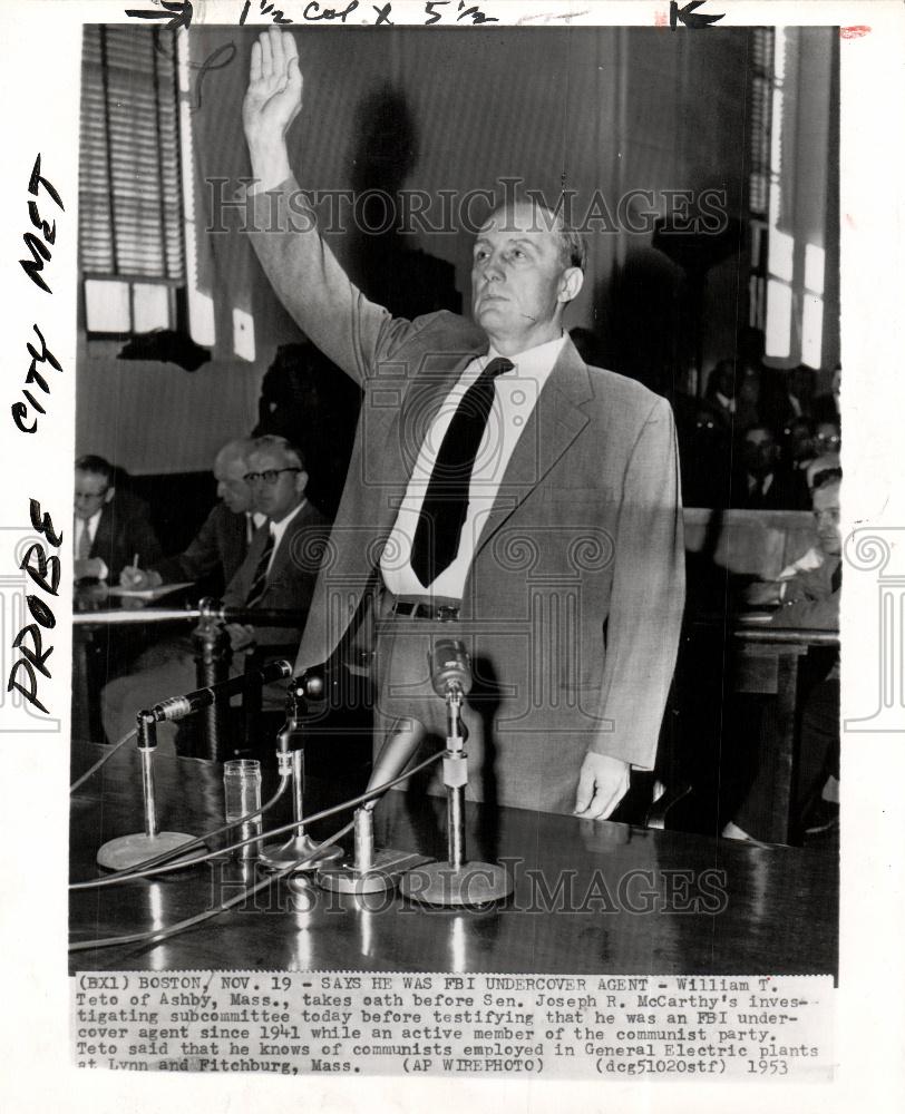 1953 Press Photo William Teto Undercover Agent - Historic Images