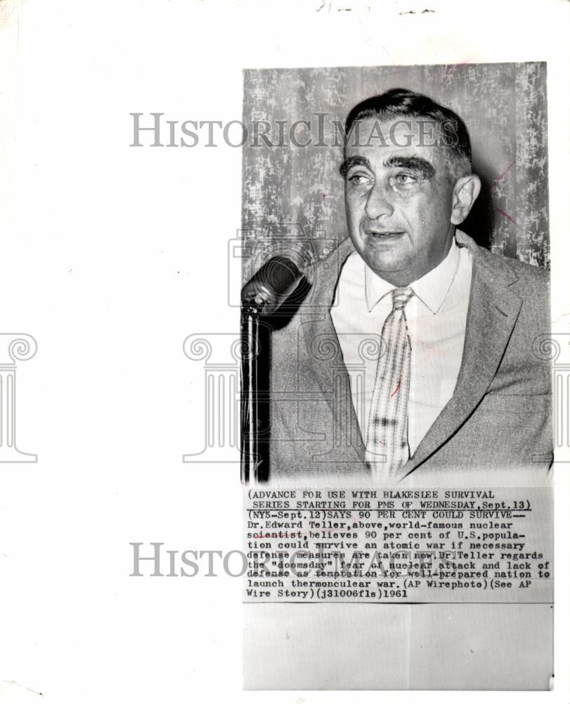 1961 Press Photo Dr. Edward Teller Nuclear Scientist - Historic Images