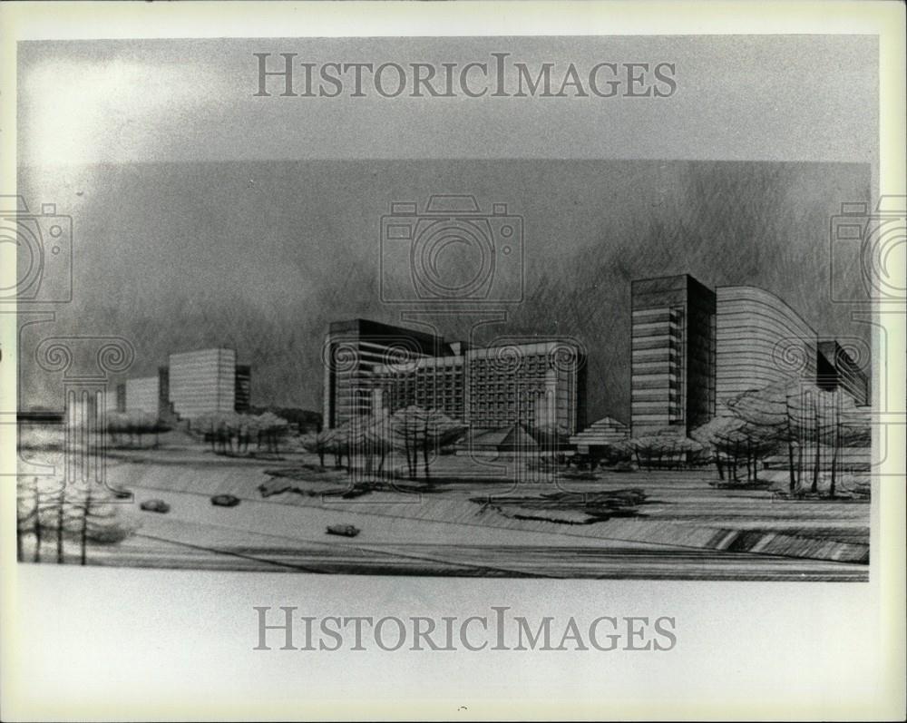 1986 Press Photo David Johnson Victor corporate center - Historic Images