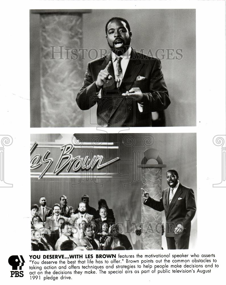 1991 Press Photo You Deserve Les Brown PBS motivational - Historic Images