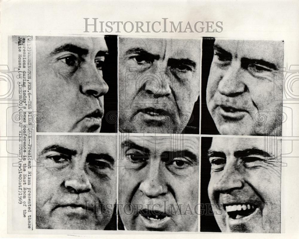 1969 Press Photo President Nixon expressions - Historic Images