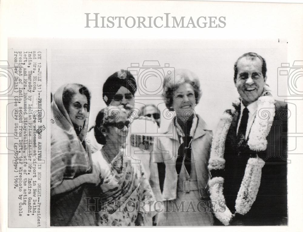 1969 Press Photo Richard Nixon New Delhi India Gandhi - Historic Images