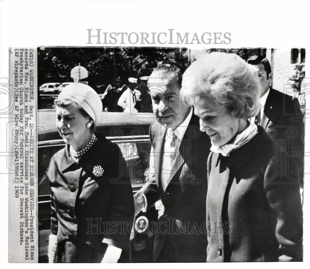 1969 Press Photo Richard Pat Nixon Everett Dirksen - Historic Images