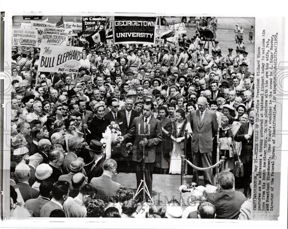 1958 Press Photo Pres. Richard Nixon and Eisenhower - Historic Images