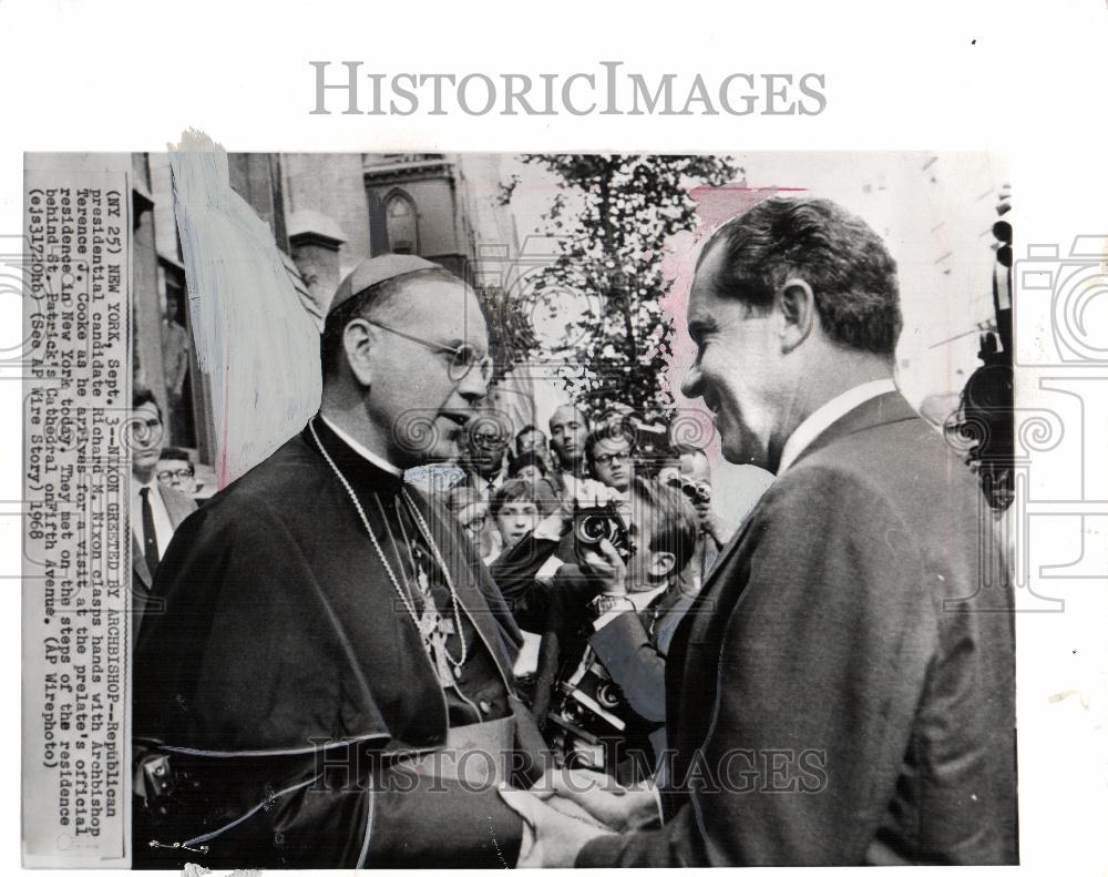 1968 Press Photo Richard M. Nixon Archbishop Cooke - Historic Images