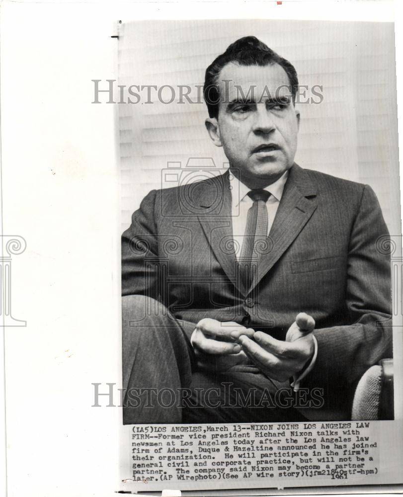 1961 Press Photo Richard Nixon law firm Los Angeles - Historic Images