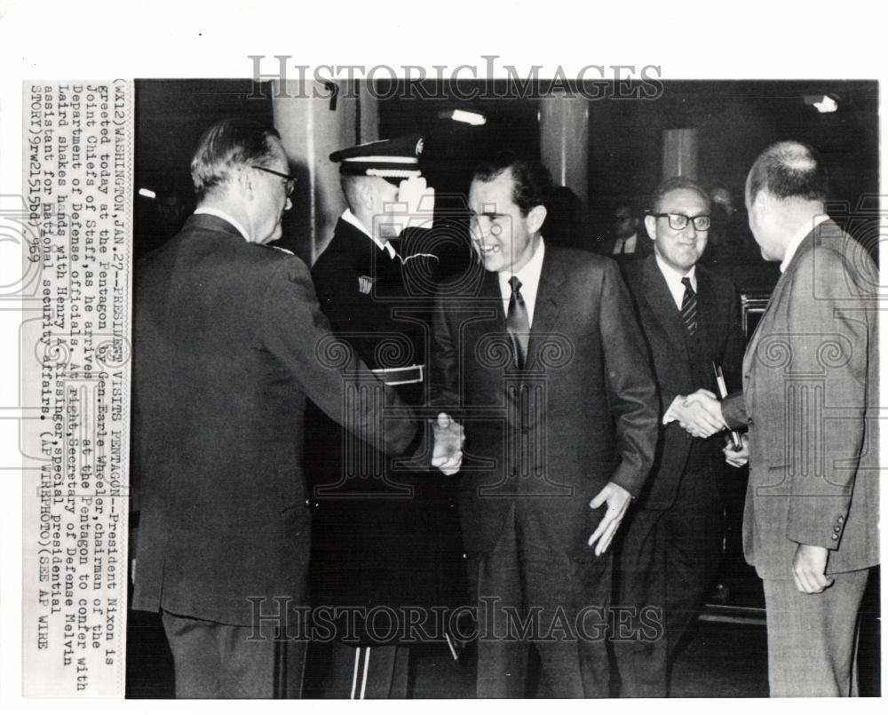 1969 Press Photo Richard Nixon Earle Wheeler Kissinger - Historic Images