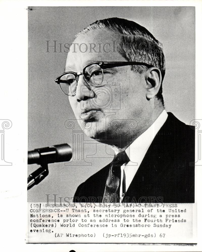 1967 Press Photo Thant secretary general Fourth Friends - Historic Images