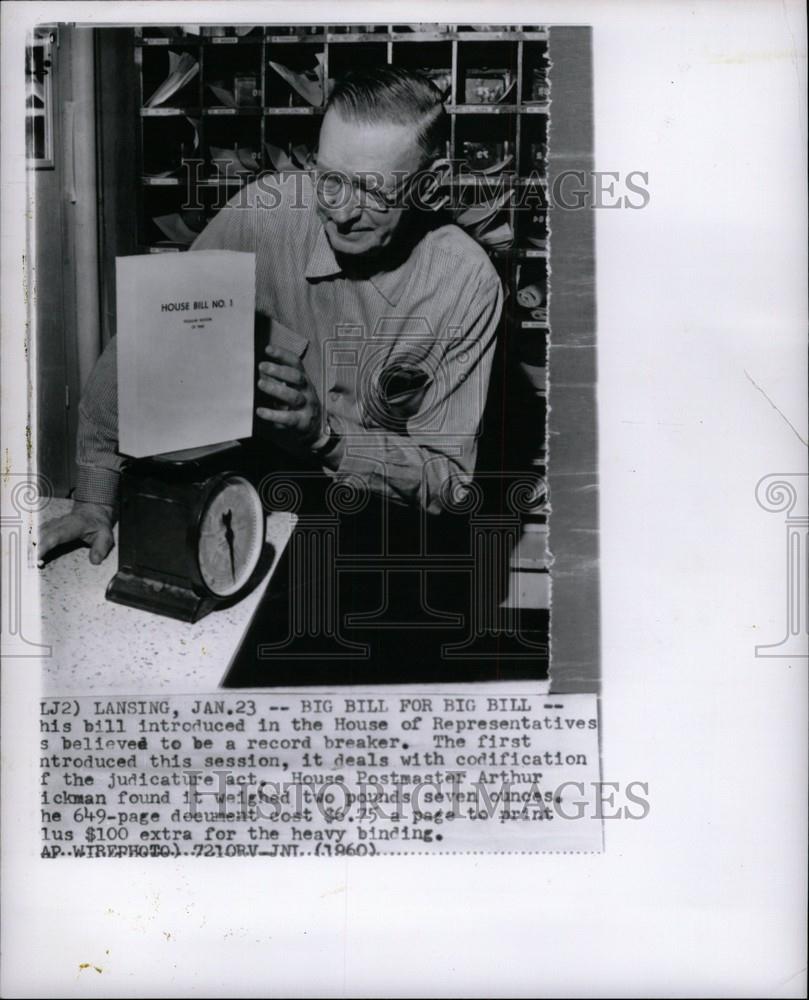 1960 Press Photo Arthur Hickman House Postmaster - Historic Images