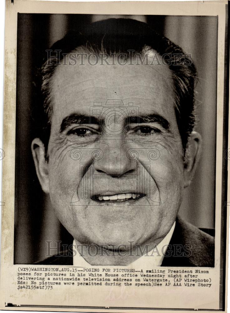 1973 Press Photo Richard Nixon President Watergate - Historic Images