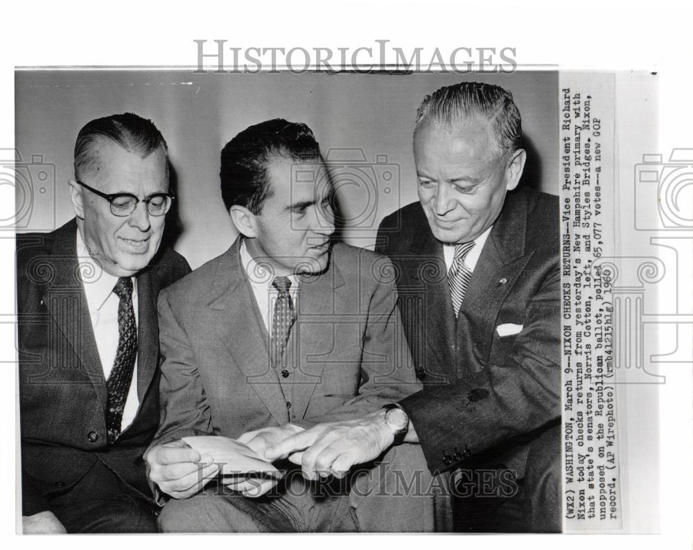 1960 Press Photo Richard Nixon, Norris Cotton. - Historic Images