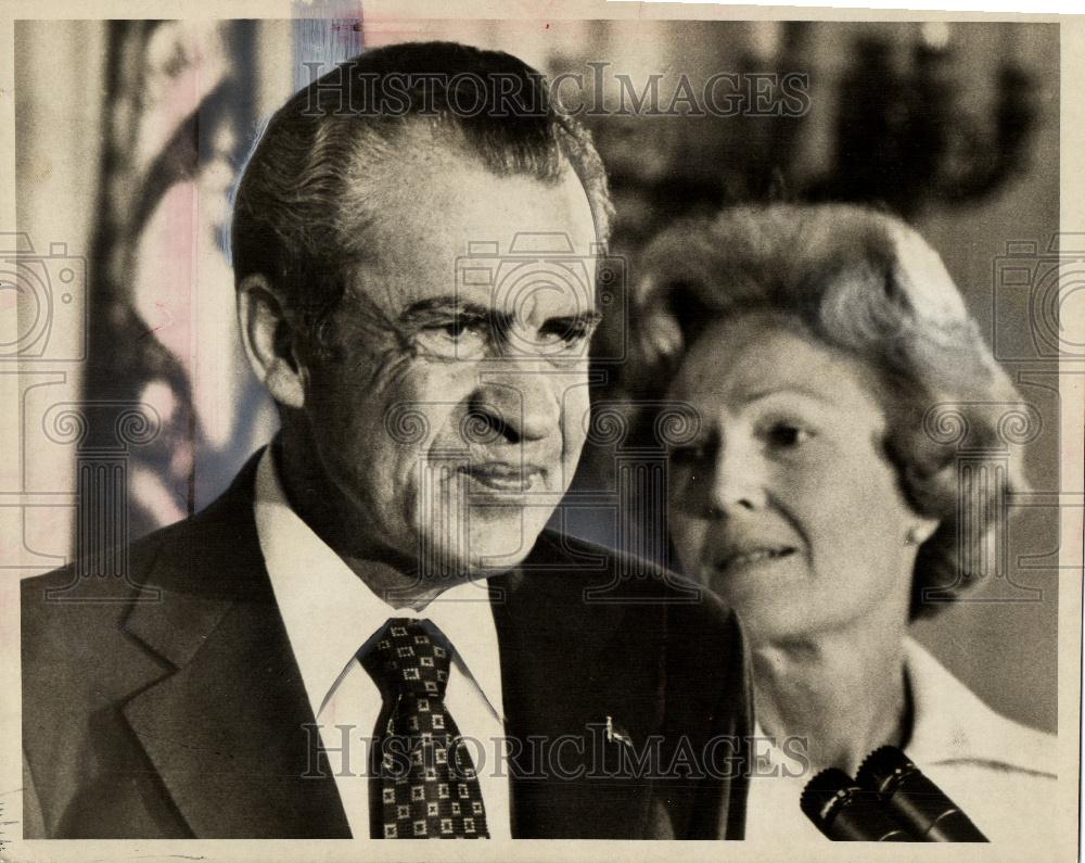 1977 Press Photo Richard M.Nixon Watergate Impeachment - Historic Images