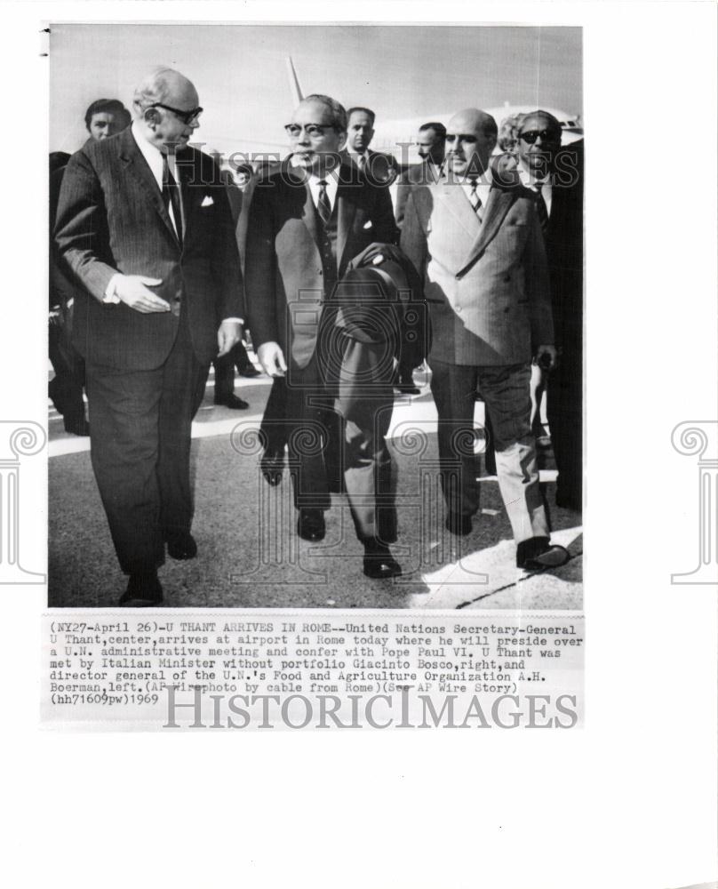 1969 Press Photo U.N Secretary General U Thant Rome - Historic Images