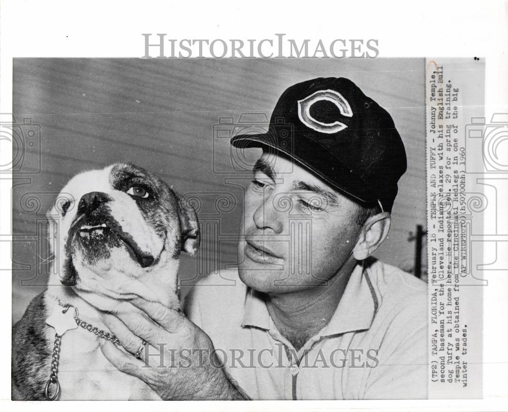 1960 Press Photo Johnny Temple Cleveland Indians - Historic Images