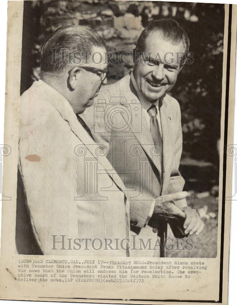 1972 Press Photo Pres Richard Nixon teamsters union - Historic Images