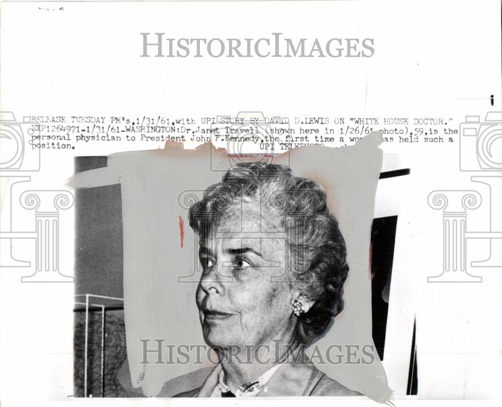 1961 Press Photo Dr.Janet Travell - physician kennedy - Historic Images