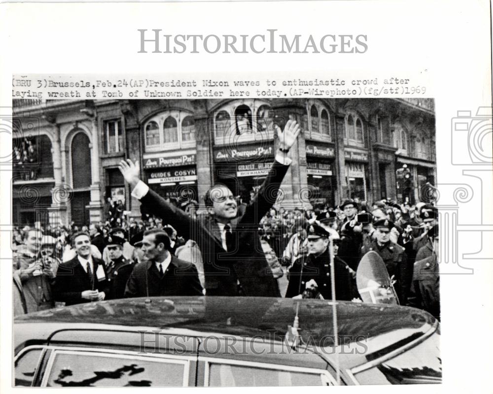 1969 Press Photo Nixon Brussles Unknown Soldier - Historic Images