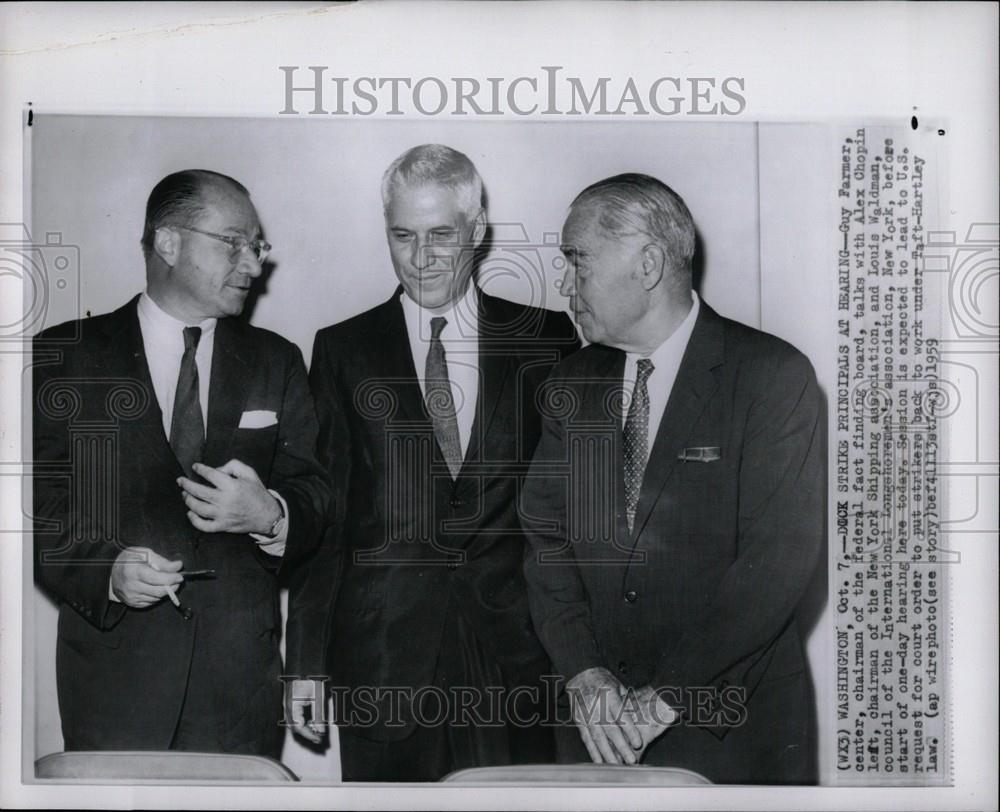 1959 Press Photo longshoreman strike Guy Farmer - Historic Images