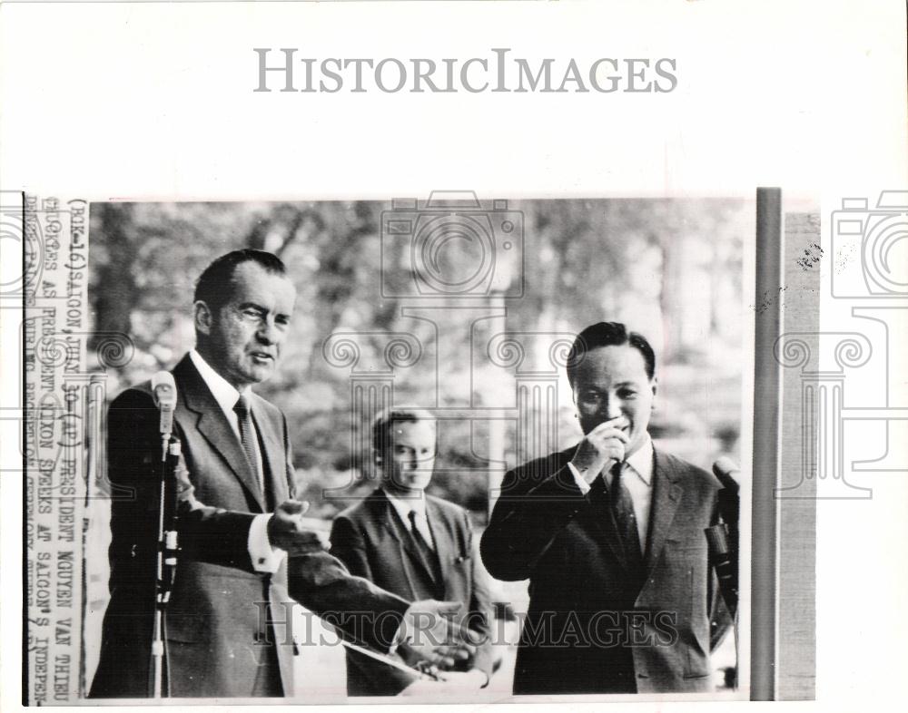 1969 Press Photo President  Nguyen Thieu Nixon Saigon - Historic Images