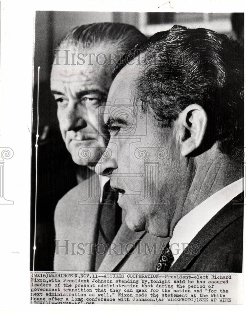 1968 Press Photo Richard Nixon Lyndon B. Johnson - Historic Images