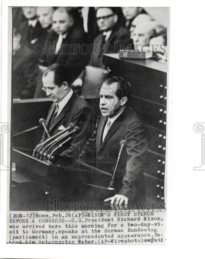 Press Photo U.S. President Richard Nixon Bundestag - Historic Images