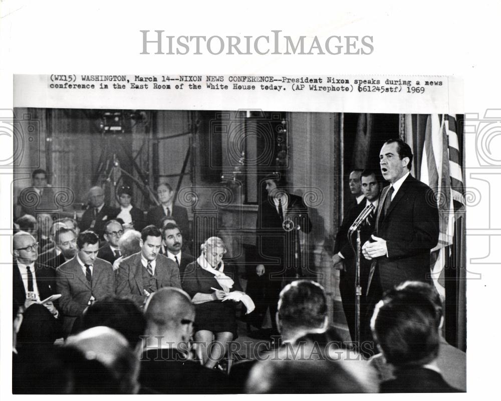 1969 Press Photo Richard Nixon conference White Hosue - Historic Images