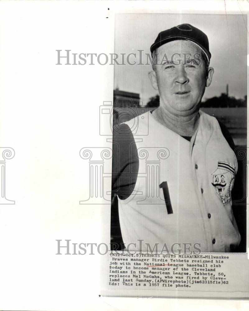 1962 Press Photo Birdie Tebbets Milwaukee Braves - Historic Images