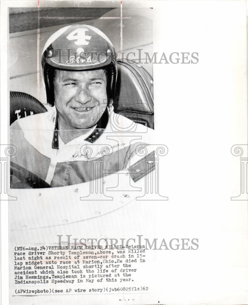 1962 Press Photo Short Templeman race car driver death - Historic Images