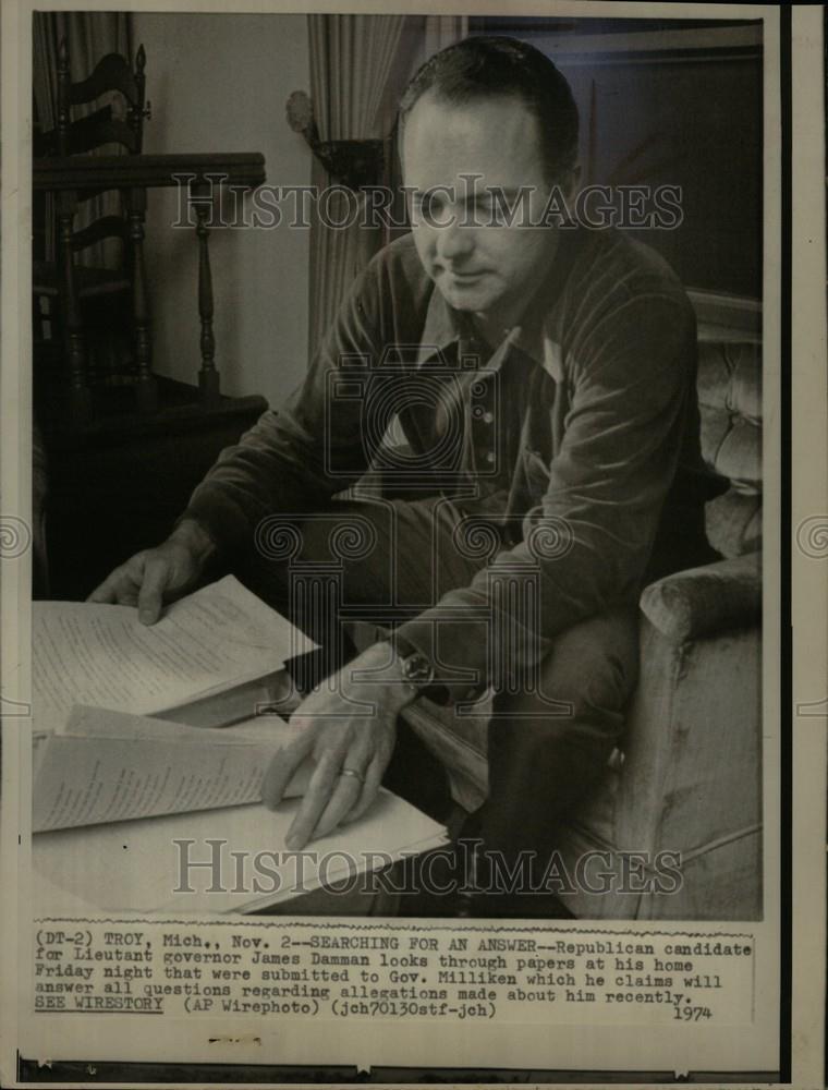 1974 Press Photo James Damman Milliken republican - Historic Images