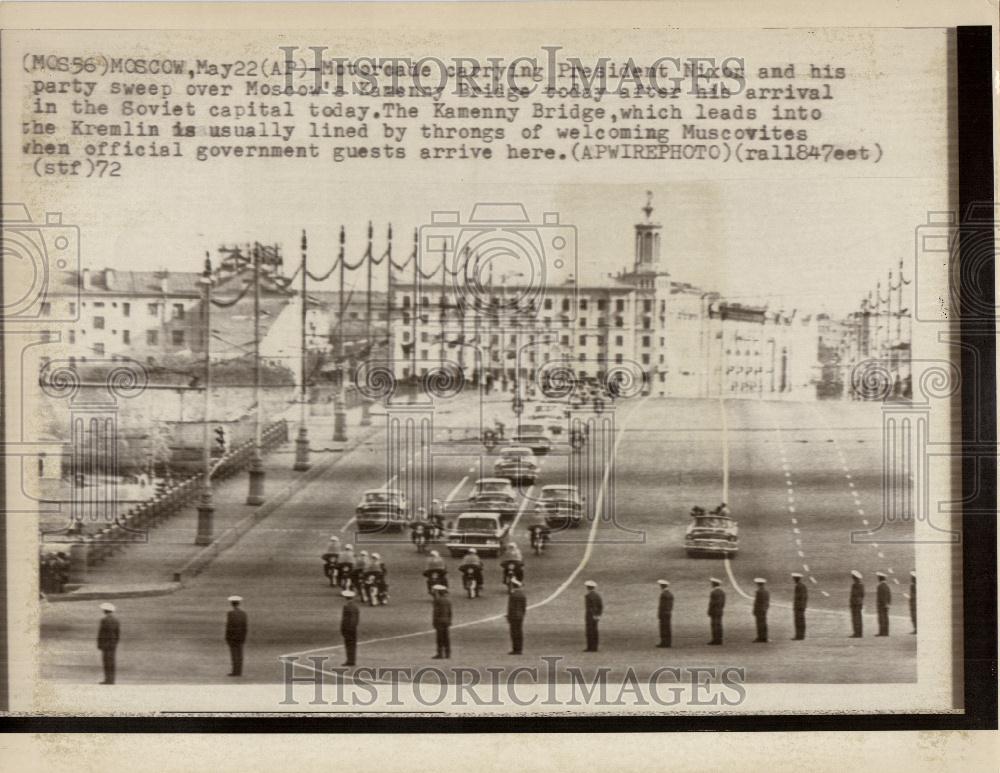 1972 Press Photo president nixon motorade moscow - Historic Images