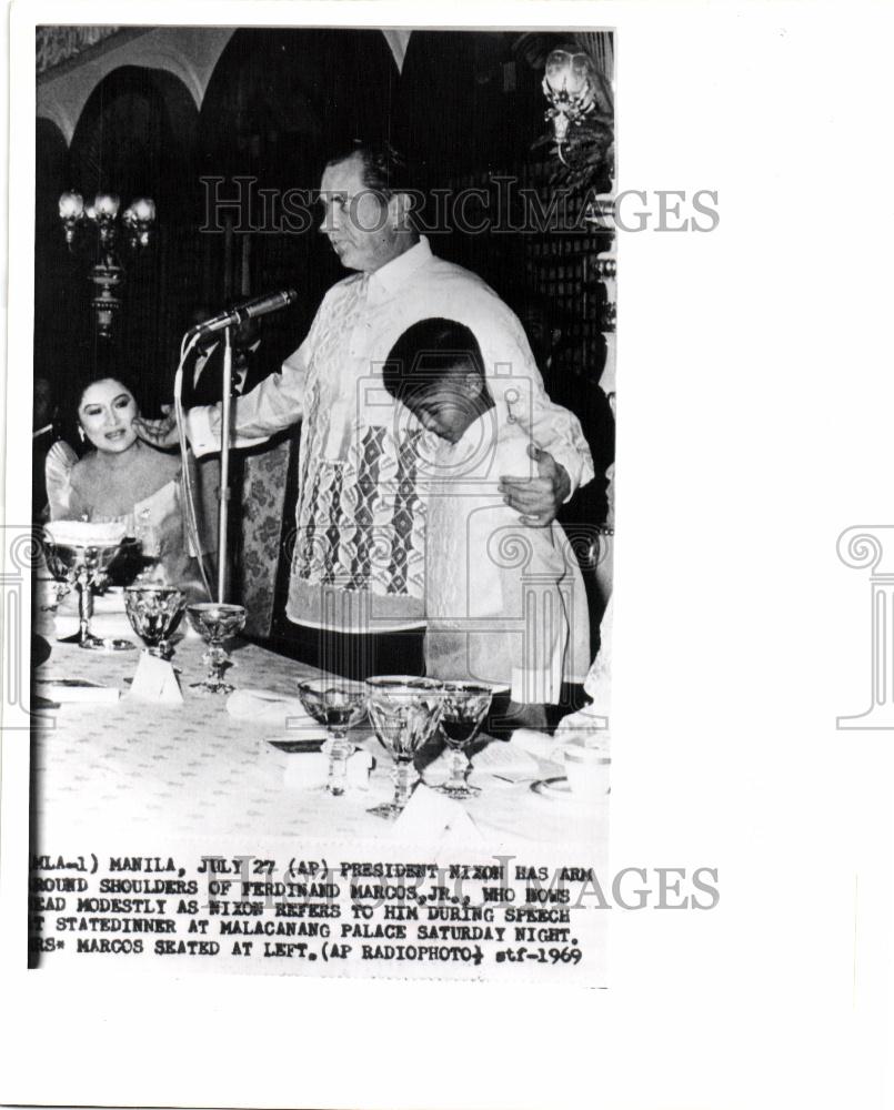 1969 Press Photo President Nixon at State Dinner - Historic Images