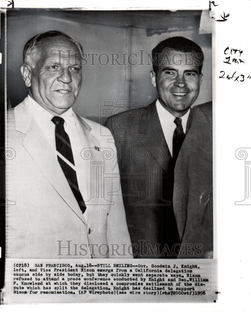 1956 Press Photo Nixon Goodwin Knight California feud - Historic Images