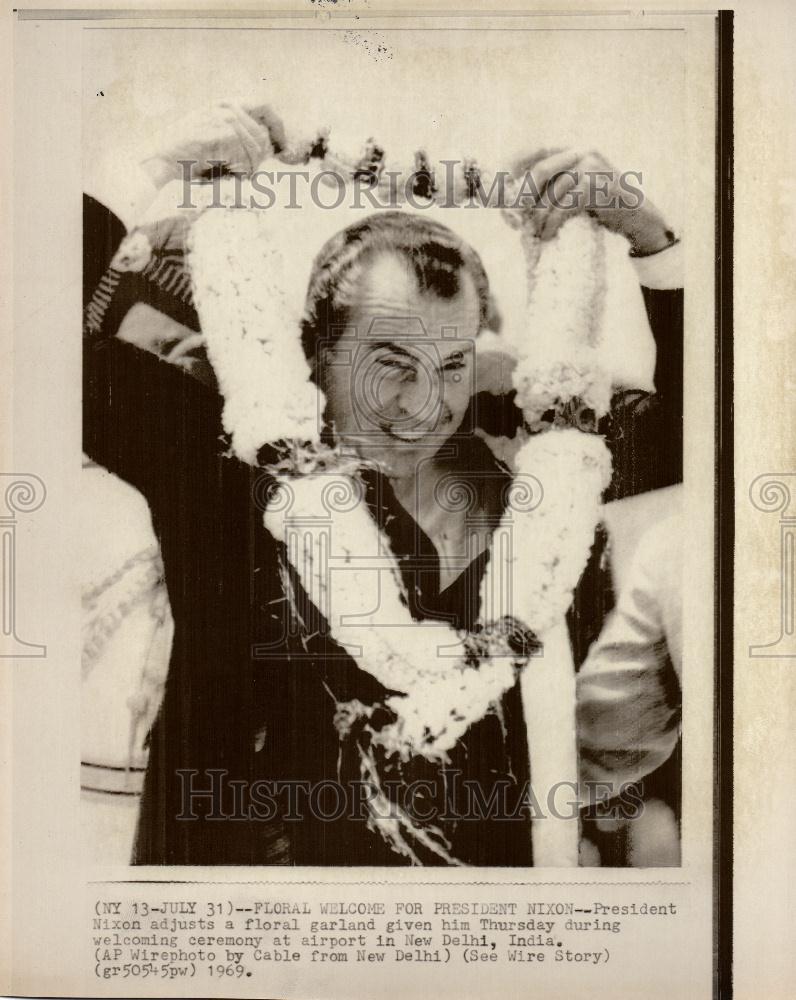 1969 Press Photo President Nixon airport in New Delhi - Historic Images