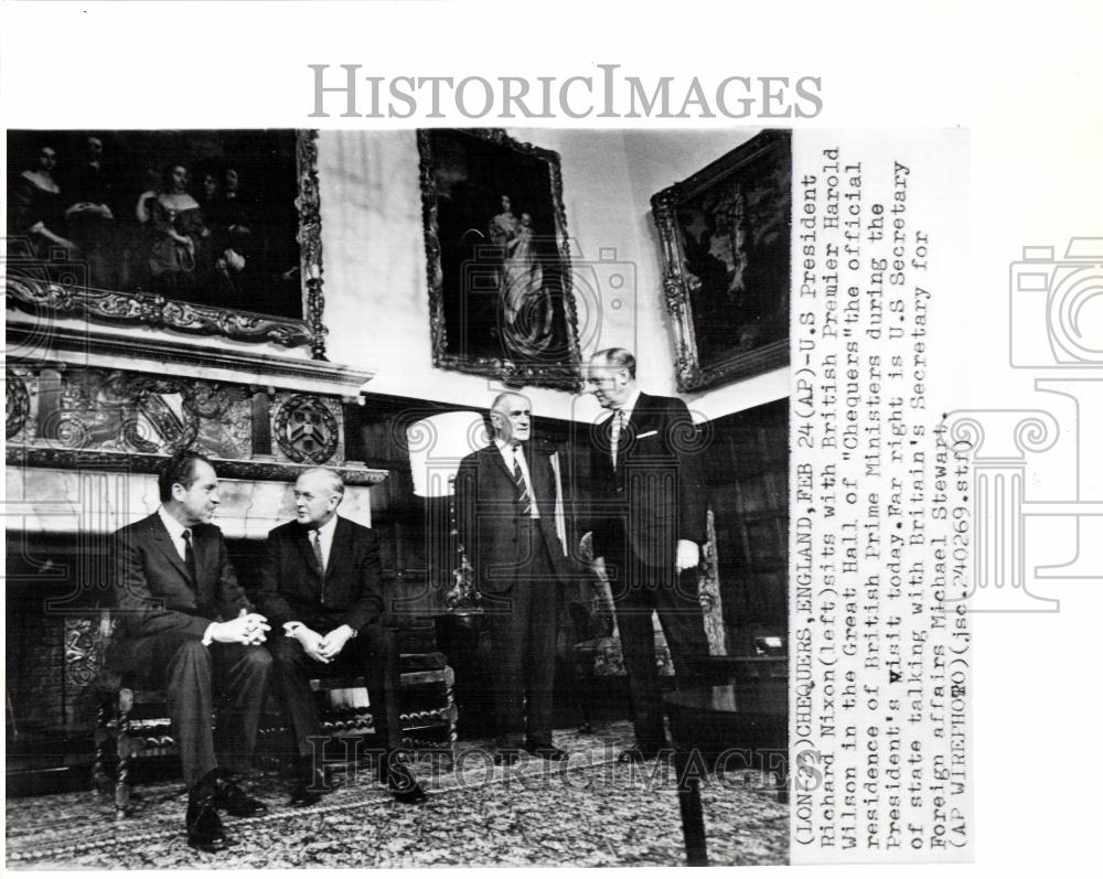 1969 Press Photo Richard Nixon Harold Wilson Chequers - Historic Images