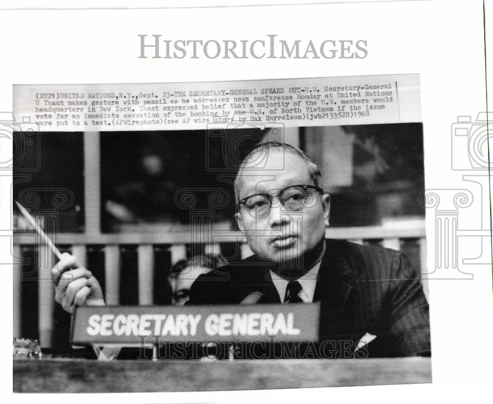 1968 Press Photo U Thant conference United Nations - Historic Images