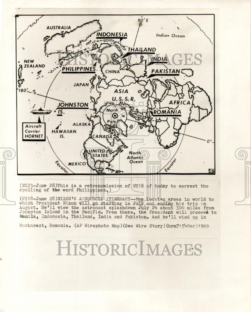 1969 Press Photo Richard Nixon itenerary  Manila India - Historic Images