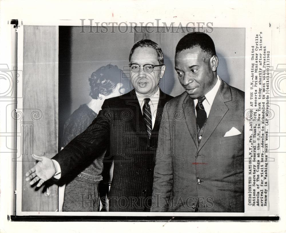 1962 Press Photo U Thank Adoula Congo Washington - Historic Images