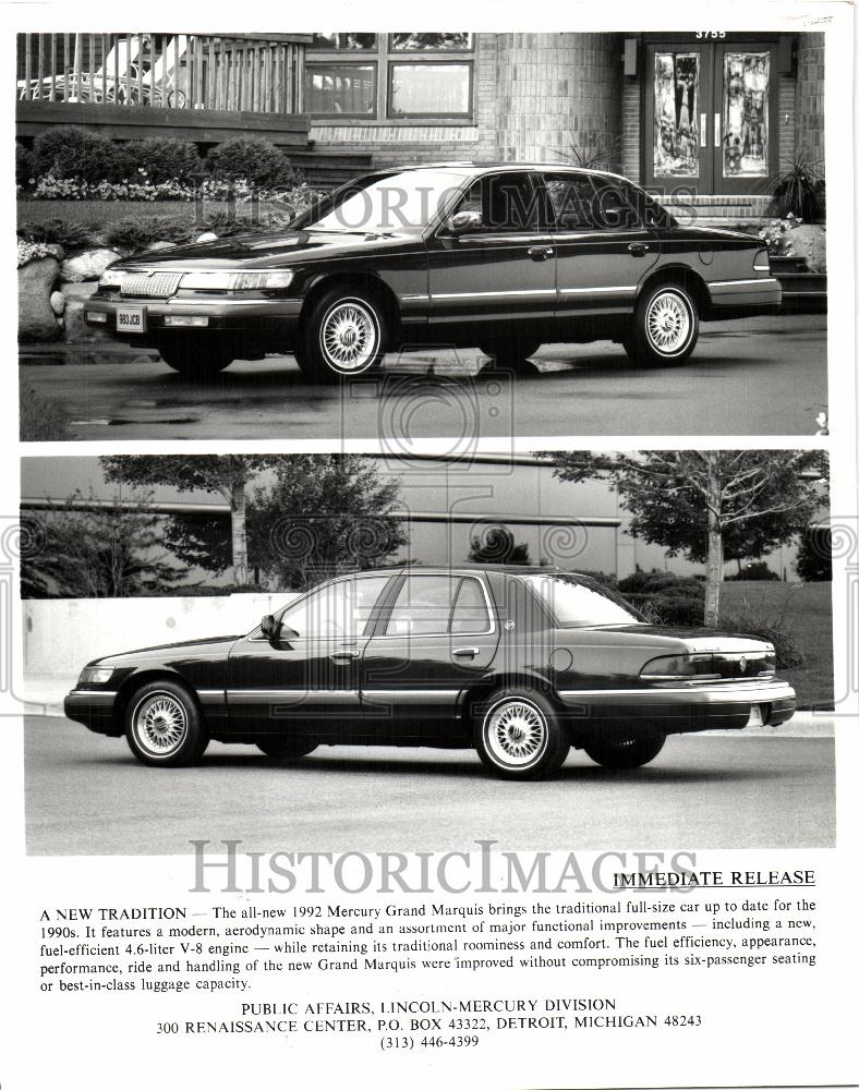 1991 Press Photo Mercury Grand Marquis 1992 - Historic Images