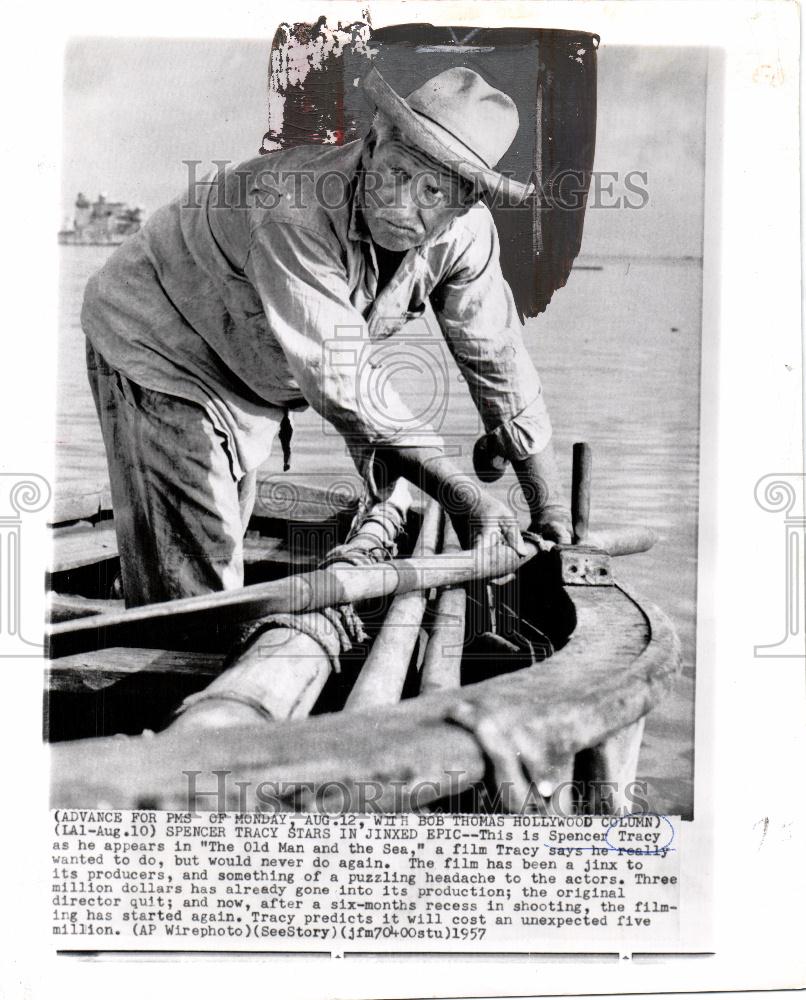 1957 Press Photo Spencer Tracy The Old Man Sea - Historic Images