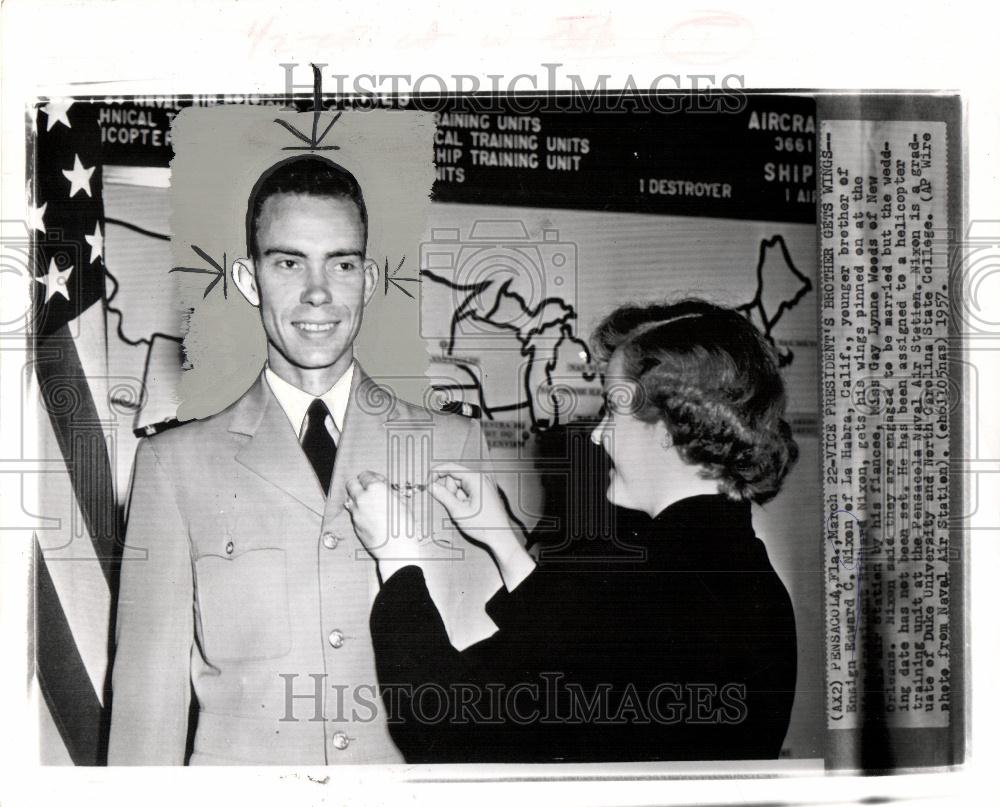 1957 Press Photo Edward Nixon brother Richard president - Historic Images