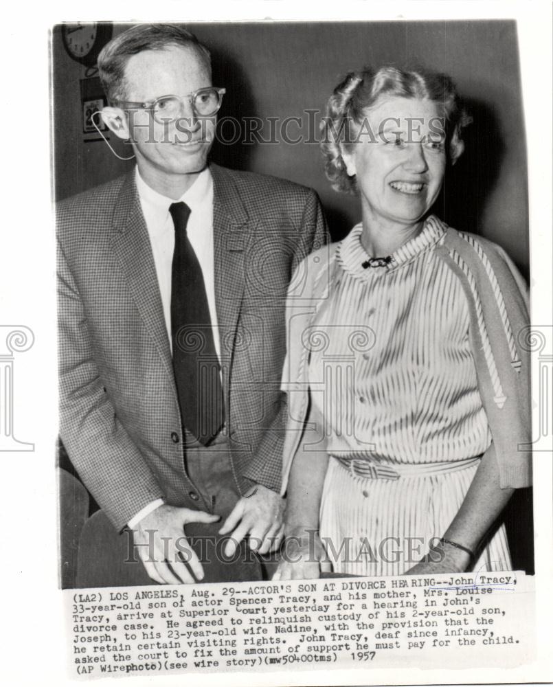 1957 Press Photo John Tracy Louise Tracy Divorce - Historic Images