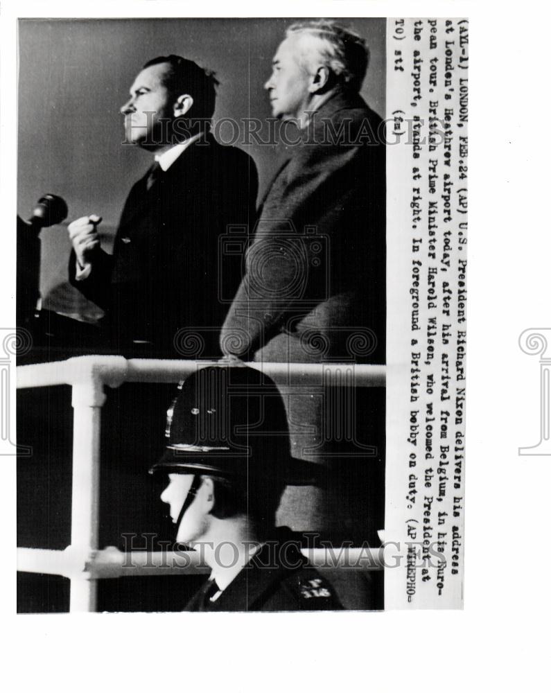Press Photo US Pres Richard Nixon Heathrow address - Historic Images