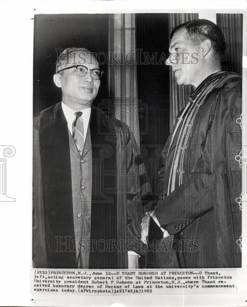 1962 Press Photo ROBERT F GOHEEN U THANT - Historic Images